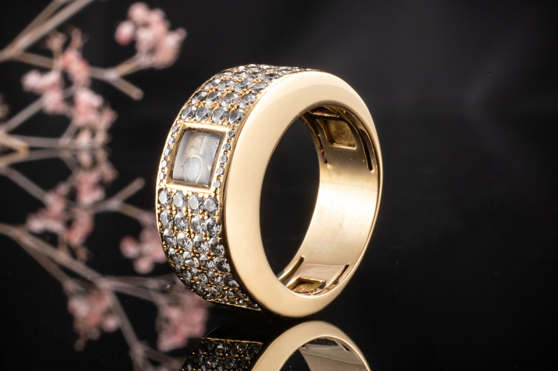 Chopard Happy Diamonds Ring eckig mit Diamanten Brillanten Gelbgold 750 