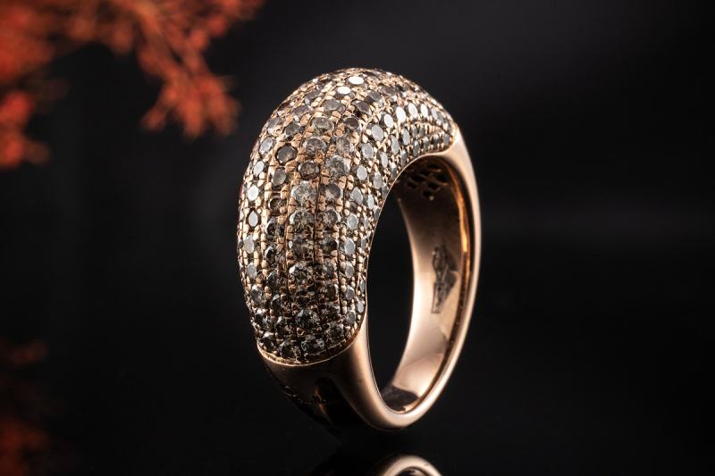 Pomellato Exklusiver Ring mit Cognac Diamanten Brillanten in Rotgold 750 