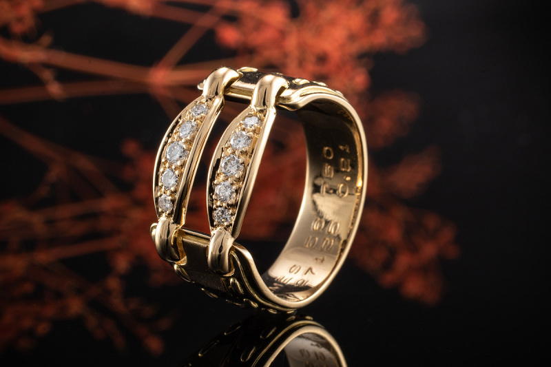 Hermes Paris Ring mit Diamanten Brillanten Klassisch in 750er Gelbgold 