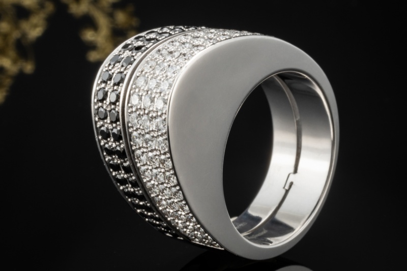 Exklusiver Chopard Ring Black and White Diamanten Massiv Weissgold 750 