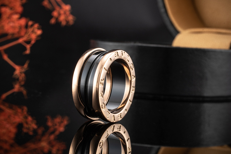 BVLGARI Bulgari B.zero1 2-Band Ring Schwarz Keramik Rosegold