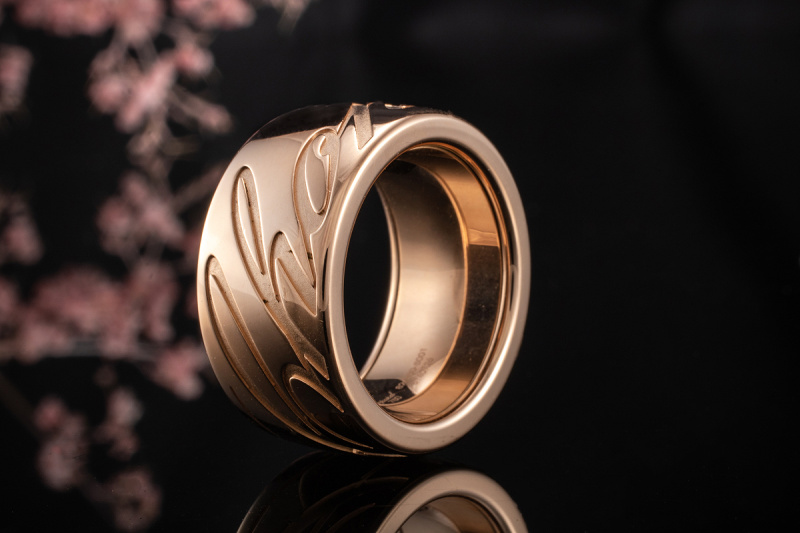 Chopard Chopardissimo Ring Drehring mit Schriftzug Rosegold Rotgold 750 