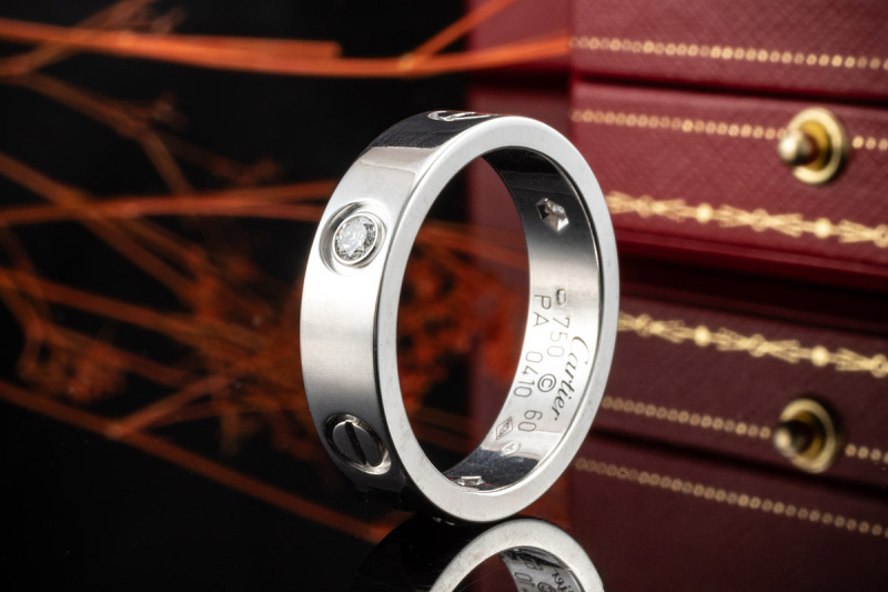 Cartier Love Ring mit 3 Diamanten in 750er Weißgold Großes Modell 60 OVP 