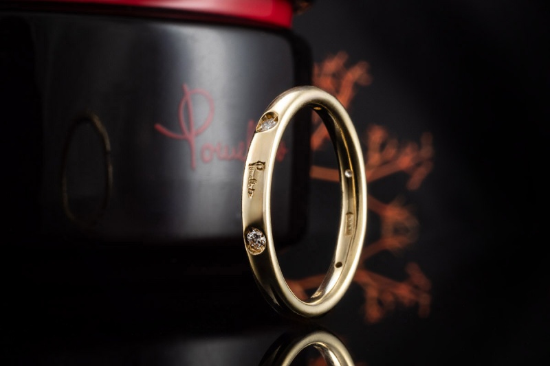 Pomellato Ring Bandring mit 6 Diamanten rundum in 750er Gelbgold OVP 