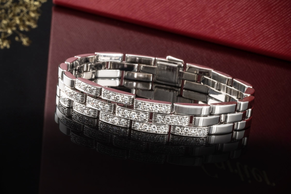 Cartier Armband Maillon Panthère mit 48 Diamanten Weißgold 750 18,5 cm 