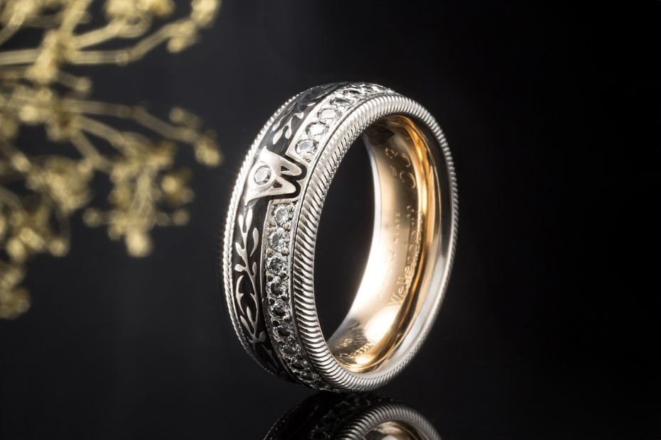 Wellendorff Ring Holunder Drehring mit 0,52 Ct. Diamanten in Weißgold 750 