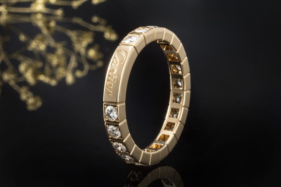 Cartier Lanières Ring Memoire mit Diamanten Brillanten in 750er Gelbgold 