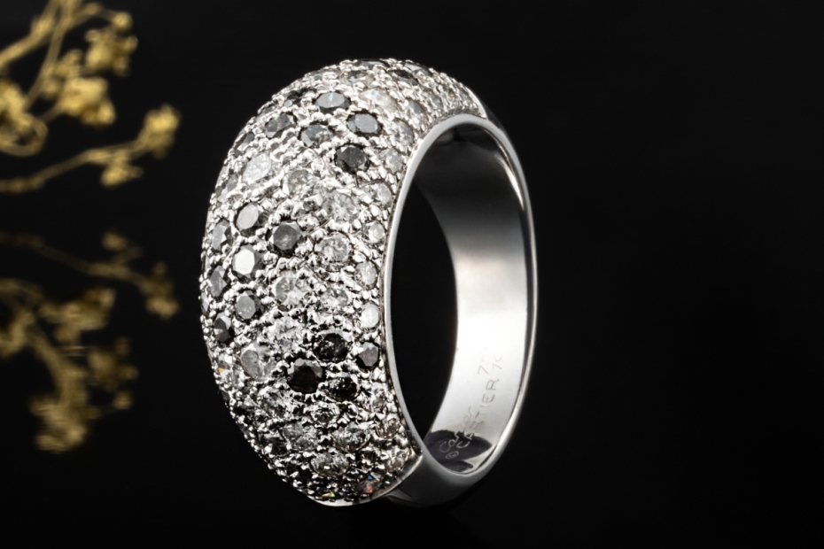 Cartier Ring Sauvage Métissage mit Diamanten Schwarz Weiß 750er Weißgold 