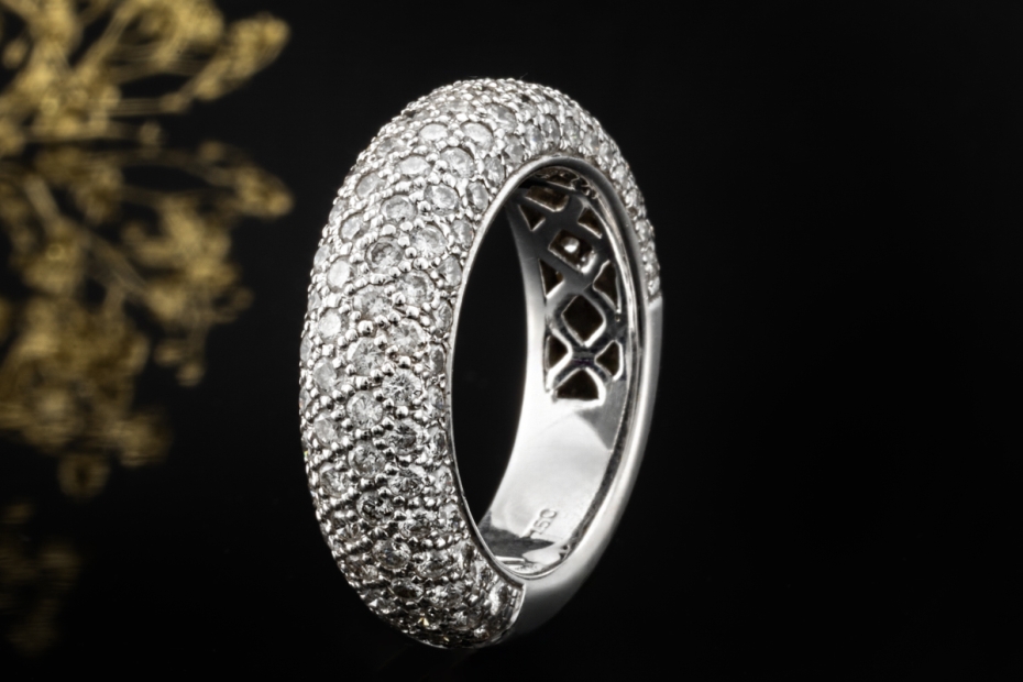 Al Coro Ring Bandring mit Diamanten 2/3 Memoire in 750er Weißgold Gr 56 