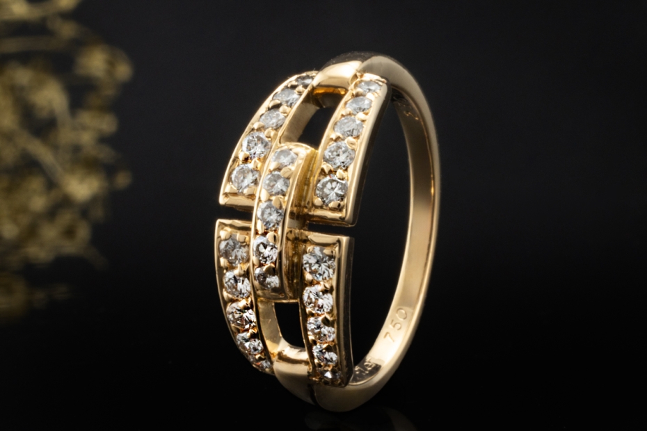 Cartier Ring Maillon Panthère Vintage Modell Diamanten in Gelbgold 750 