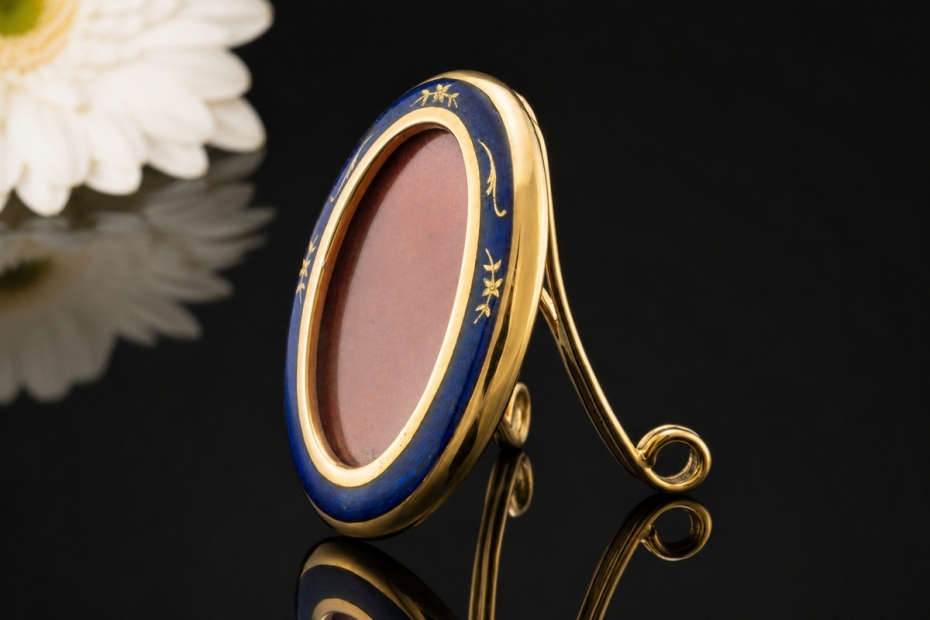 Fabergé Bilderrahmen Aufsteller mit Emaille Limitiert in 750er Gelbgold 