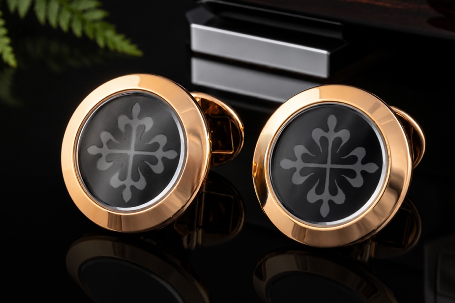 Patek Philippe Calatrava Manschettenknöpfe mit Onyx in Roségold 750 OVP 