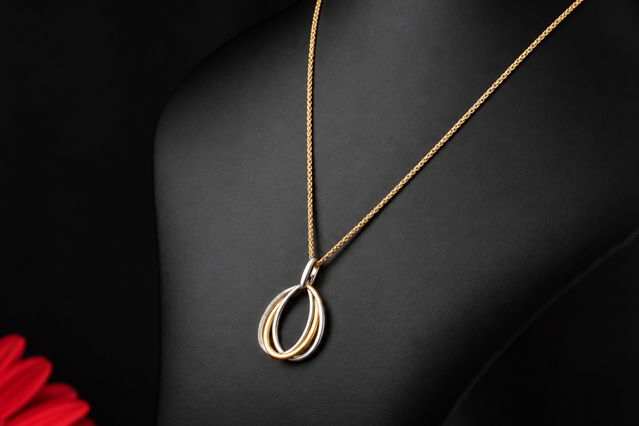 Baume & Mercier Collier 80 cm Diamant Anhänger in 750er Gold dreifarbig 