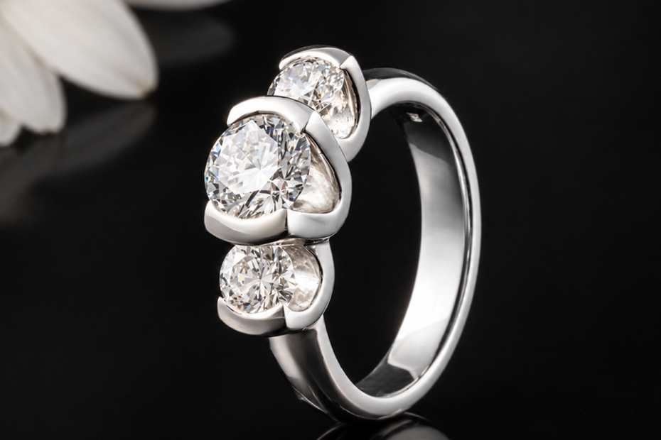 Trilogie Brillantring 1,78 Carat natürliche Diamanten in 750er Weißgold 