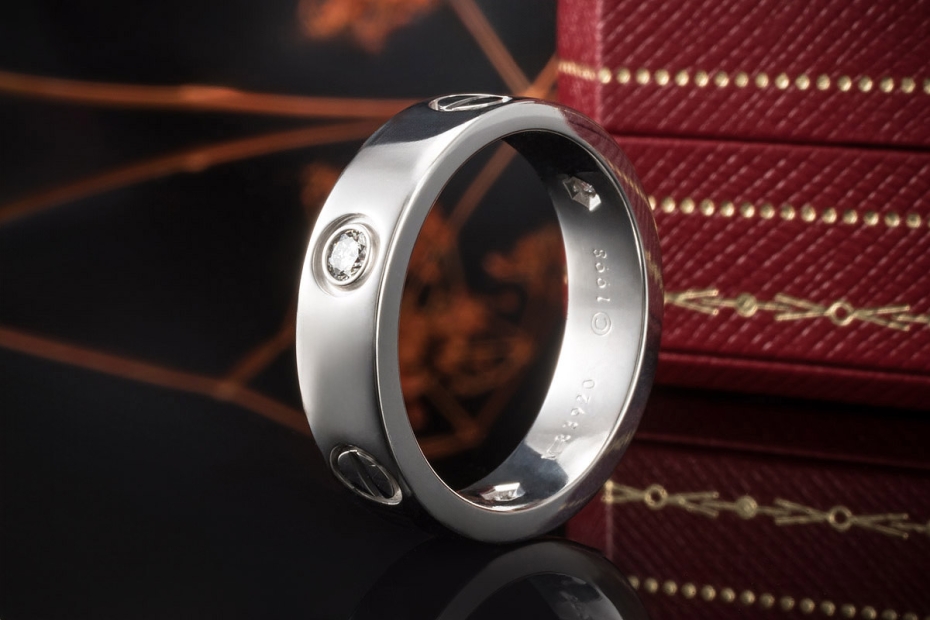 Cartier Love Ring mit 3 Diamanten in 750er Weißgold Großes Modell 58 OVP 