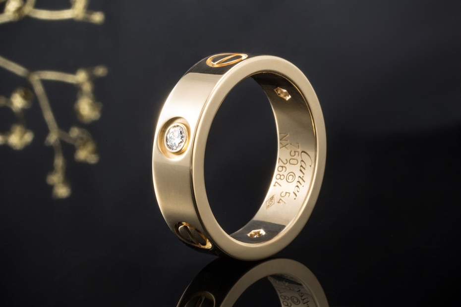 Cartier Love Ring mit 3 Diamanten in 750er Gelbgold Großes Modell Gr. 54 