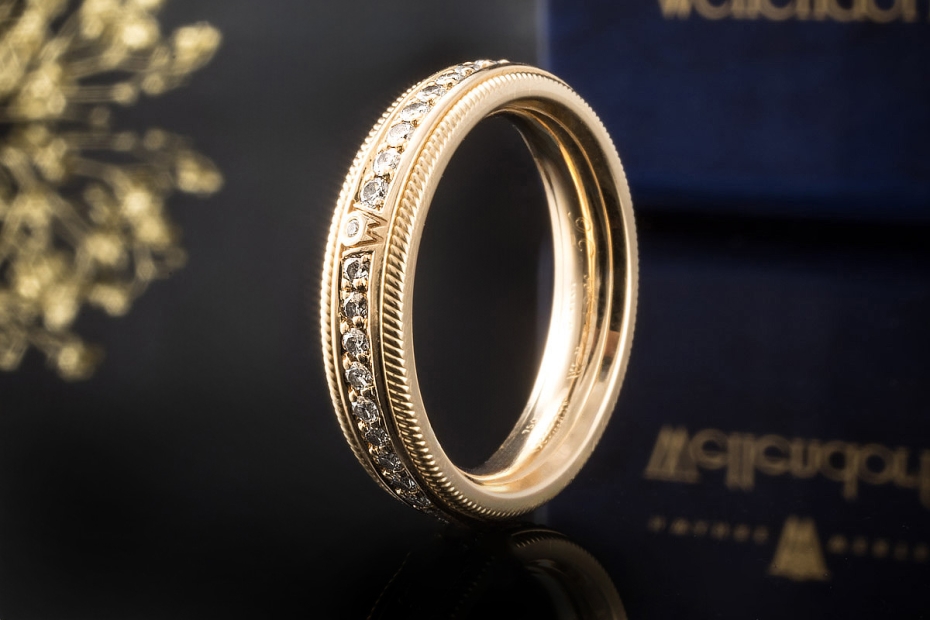 Wellendorff Ring Memoire Brillant Julia Diamant Drehring Gelbgold 56 OVP 