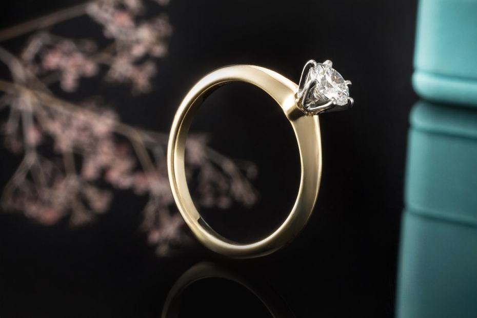 Tiffany & Co Solitär Ring Setting mit Diamant 0,39 Ct in Gelbgold Platin 
