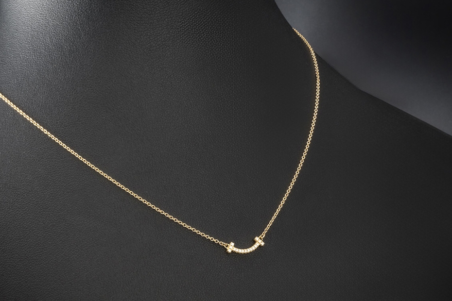 Tiffany & Co. T Smile Kette in 750er Gelbgold Collier mit Diamanten OVP 