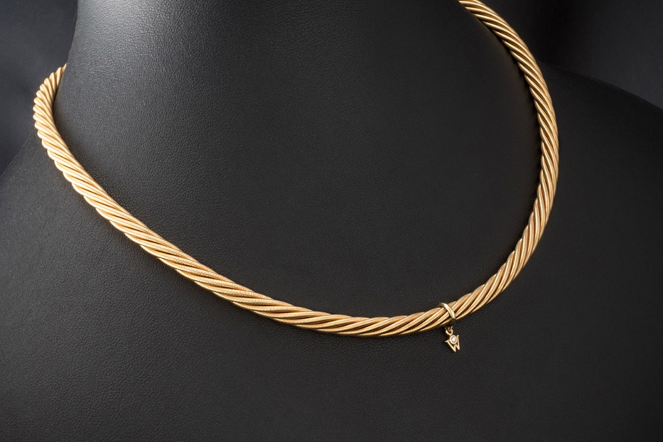 Wellendorff Collier Kette Prinzesse Seidenkordel 45 cm Gelbgold Full Set 
