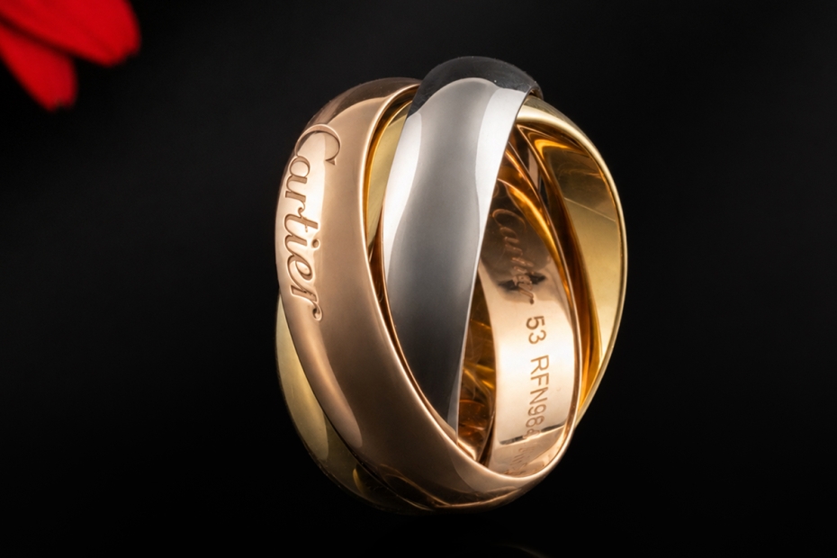 Trinity de Cartier Ring Klassisches großes Modell in 750er Gold Tricolor 