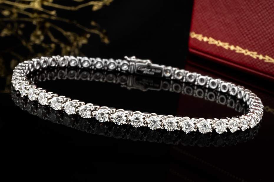 Cartier Tennisarmband mit 48 Diamanten 18 cm in 950er Platin Full Set 
