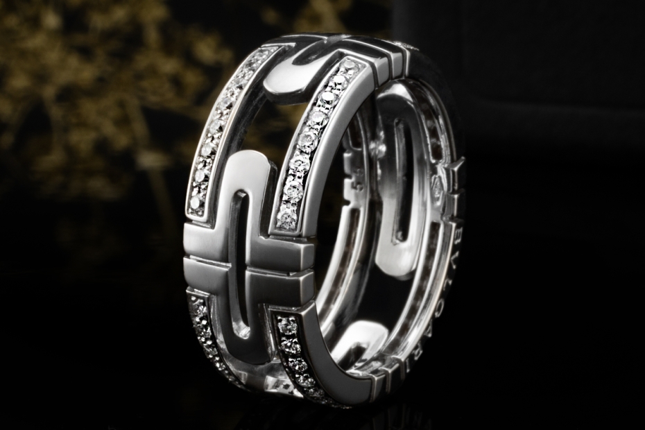 BVLGARI Parentesi Ring mit Diamanten in 750er Weißgold OVP Größe 55 
