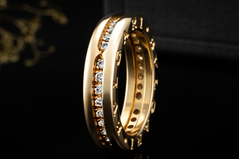 BVLGARI B.zero1 1-Band Memoire Ring Diamanten Gelbgold 750 Größe 51 OVP 