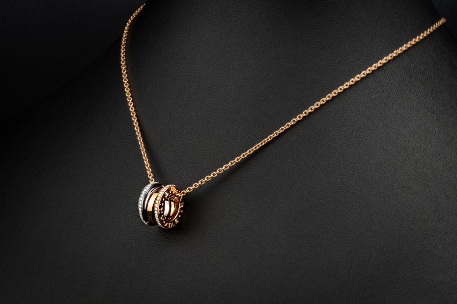 BVLGARI B.zero1 Collier Kette Anhänger Diamanten 750er Roségold Weißgold 