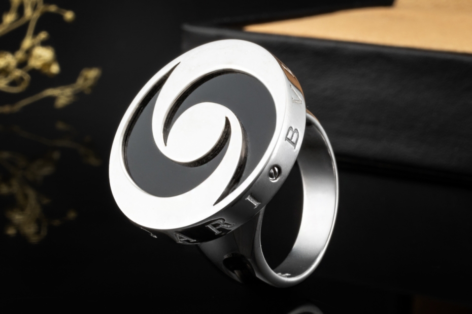 BVLGARI Ring Optical Spinning mit Drehscheibe in 750er Weißgold OVP 