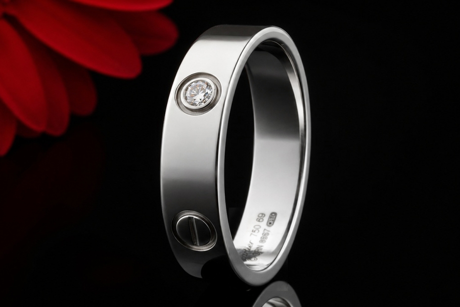 Cartier Love Ring Solitär Ring mit 1 Diamant Brillant 69 in Weißgold 750 