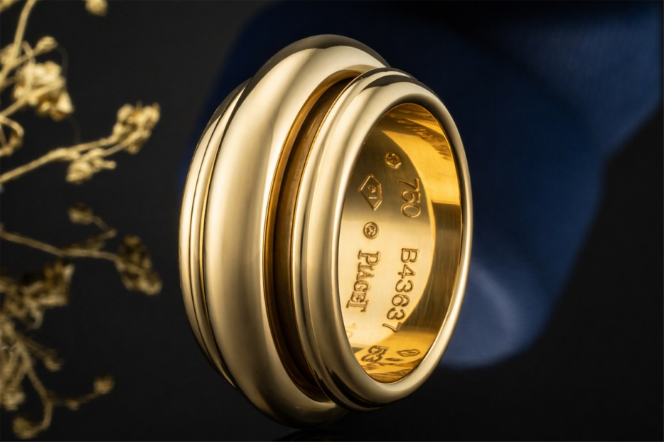 Piaget Ring Possession Drehring XL 1990 Gr. 53 Gelbgold 750 Full Set 