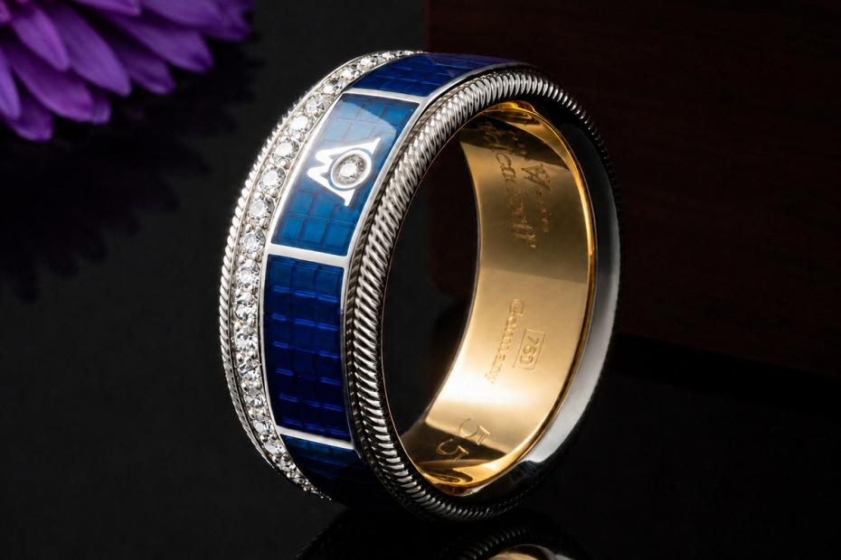 Wellendorff Ring Blaue Lagune Drehring Weißgold mit Diamanten Full Set 