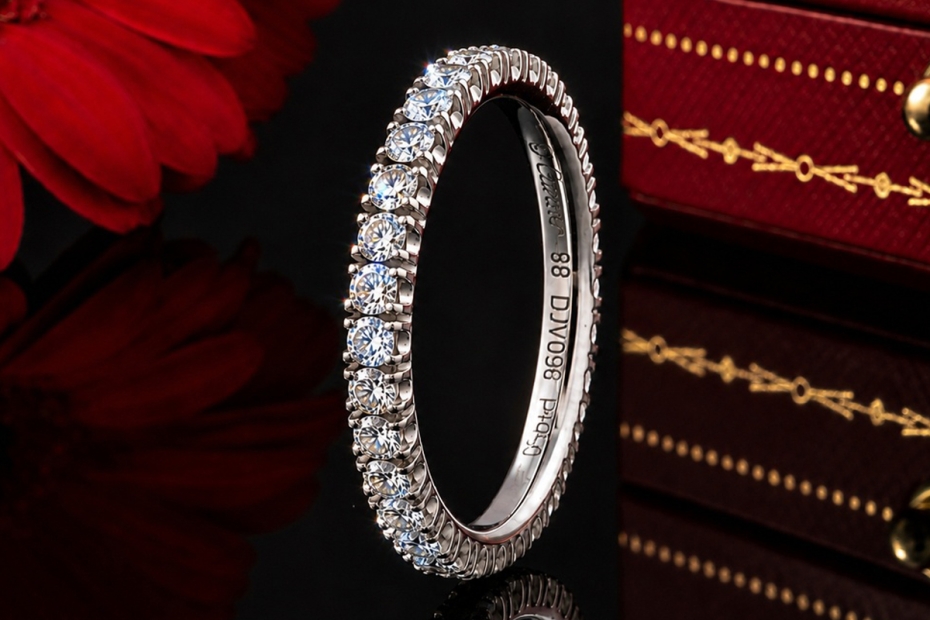 Etincelle de Cartier Ring Memoire Trauring Platin mit Diamanten Full Set 