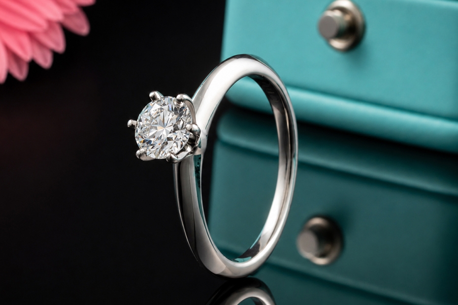 Tiffany & Co Solitär Ring Setting Diamant 0,55 Ct in Platin I love u Set 