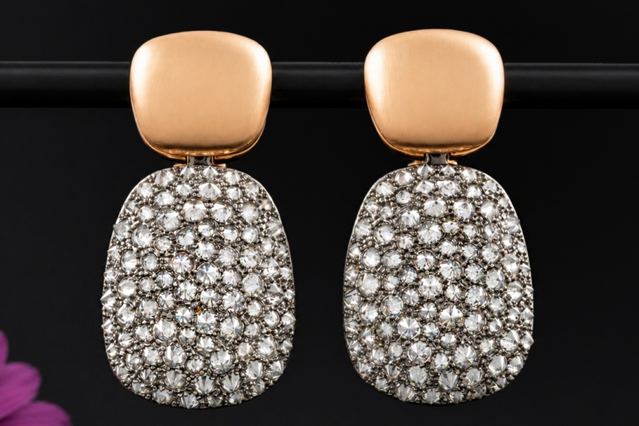 Hollfelder Punk-Couture Ohrringe Ohrhänger Graue Diamanten in 750er Gold 