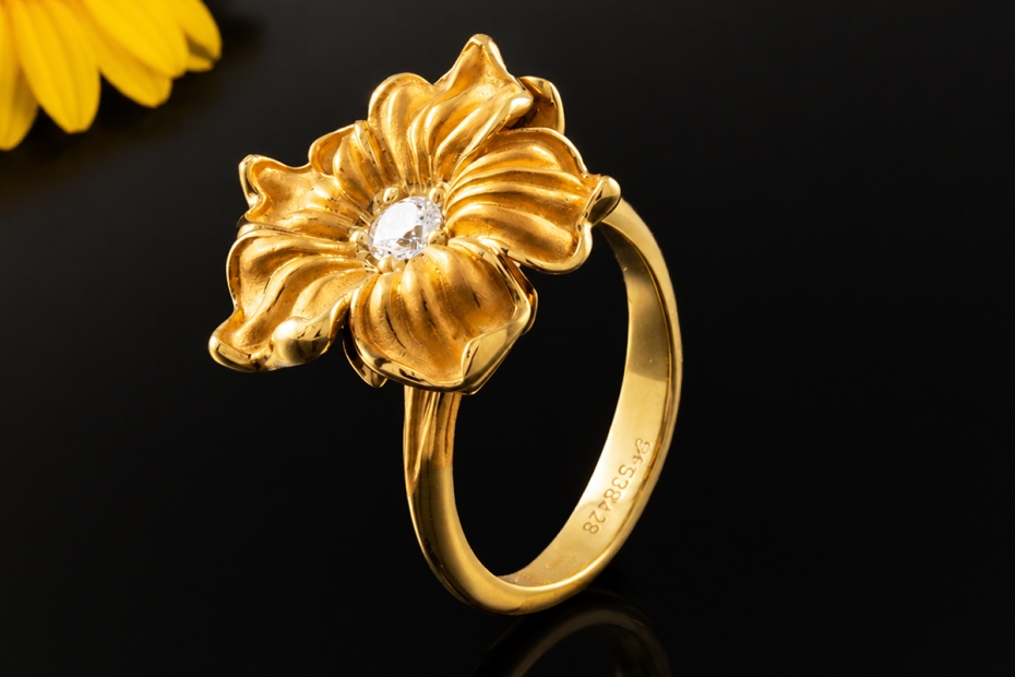 Carrera y Carrera Ring Emperatriz Medium Blume mit Diamant Gelbgold 750 