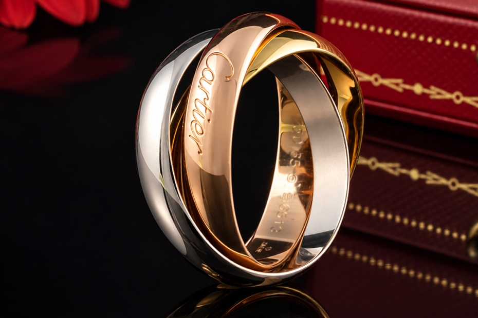 Trinity de Cartier Ring Großes Modell 750er Gold Tricolor Full Set Gr 65 