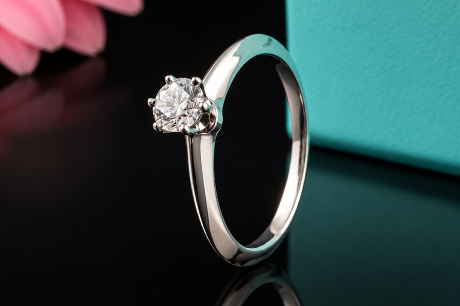 Tiffany & Co Solitär Ring Setting Diamant 0,34 Lupenrein Platin Full Set 