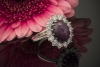 Sternrubin Ring mit Brillanten klassische Form in 750er Weißgold 