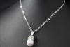 Collier Kette mit Anhänger Südsee Perle und Diamant Rosen 750er Weißgold 