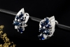 Ohrringe Ohrclips Saphir Cabochons Princess Cut Diamanten 750er Weißgold 