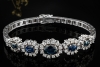 Vintage Saphir Armband Klassisch mit Diamanten mattiert in Weißgold 750 