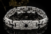 Antikes Armband mit Diamanten und Onyx Vollbesatz in 750er Weissgold 
