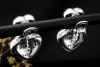 Herz Ohrringe Ohrstecker mit Clip beweglich Diamanten in 750er Weißgold 