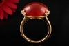 Großer runder Karneol Ring Rot mit Diamanten in Gelbgold 750 Handarbeit 