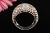 Massiver Designer Ring mit farbigem Diamant-Pavé in Weißgold 750 Arbeit 
