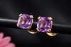 Ohrstecker Amethyst im Kissenschliff Violett gearbeitet in Roségold 750 