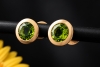Runde Ohrstecker mit facettiertem Peridot in 750er Roségold Handarbeit 