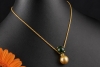 Collier mit Fidschi Perle Grüner Turmalin und Diamanten in Gelbgold 750 